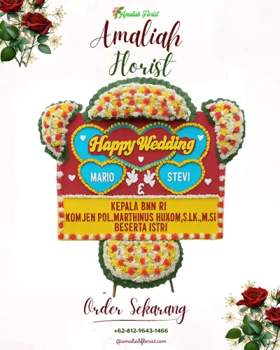 Karangan Papan Bunga Pernikahan di Mesoyi